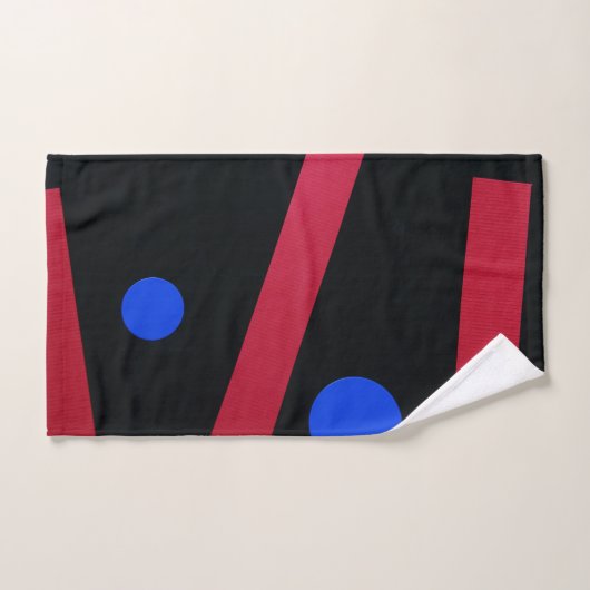 Barres rouges, cercles bleus (Serviette à main)