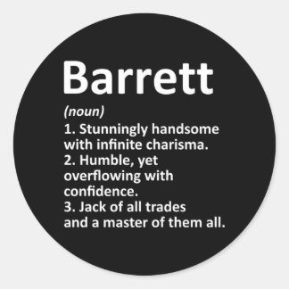 Barrett Definitie Gepersonaliseerde Naam Grappig Ronde Sticker
