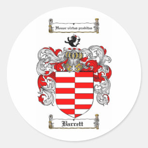 BARRETT FAMILY CREST - BARRETT COAT WAPENS RONDE STICKER