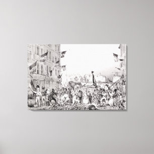 Barricade bij de Rue Dauphine Canvas Afdruk
