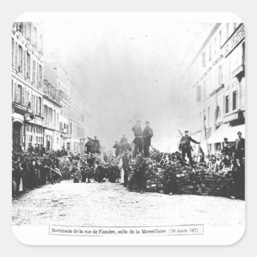 Barricade in de Flandrele Vierkante Sticker (Voorkant)