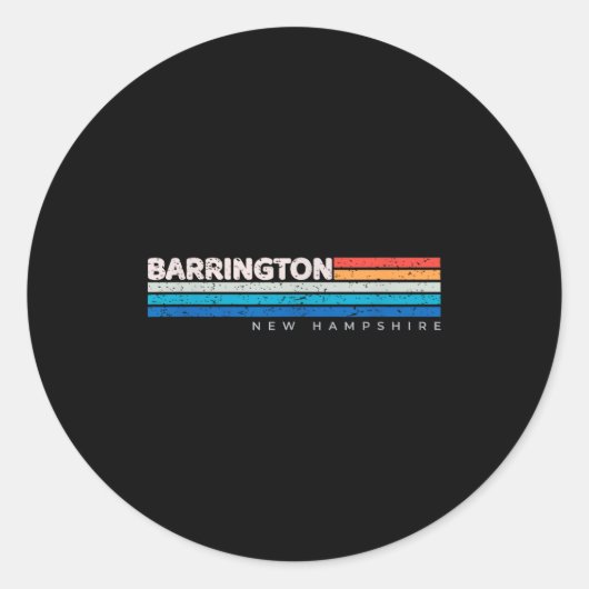 Barrington Nh New Hampshire Retro Design Ronde Sticker (Voorkant)