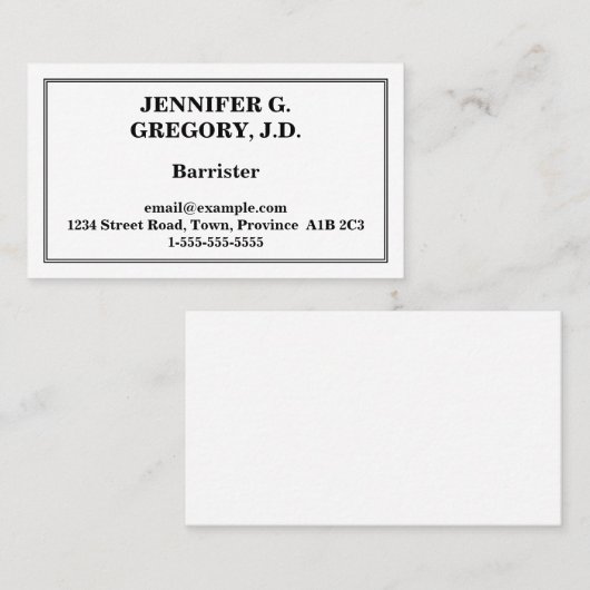 Barrister Carte de visite minimal (Devant / Derrière)