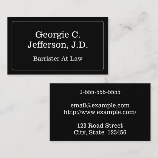 Barrister Classique Au Carte de visite De Droit (Devant / Derrière)