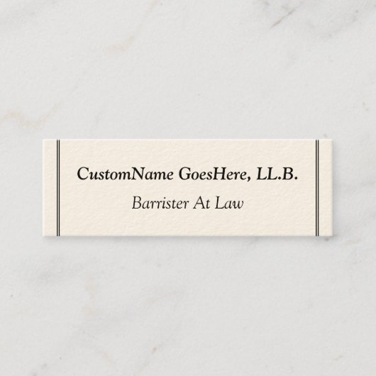 Barrister de droit propre et à faible clé Carte de (Devant)