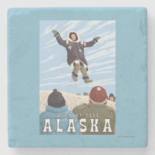 Barrow, Alaska Blanket Toss Vintage Travel Stenen Onderzetter