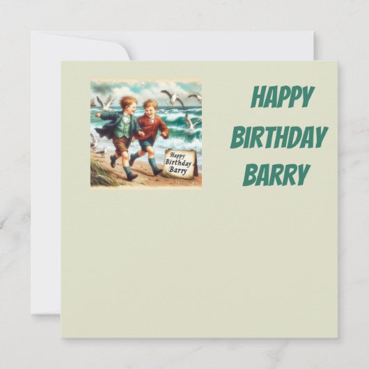 BARRY ~ Carte d'anniversaire ~ Amusement à la plag (Dos)