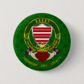 Barry Irish Shield & Claddagh Ronde Button 5,7 Cm (Voorkant)