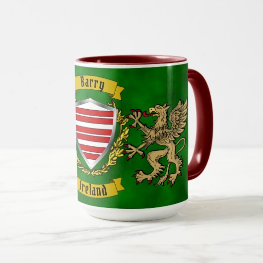Barry Irish Shield & Griffins Personalized Mok (Voorkant rechts)