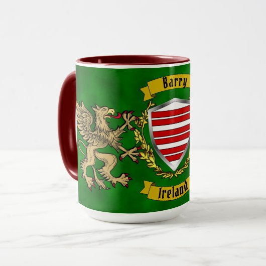 Barry Irish Shield & Griffins Personalized Mok (Voorkant links)