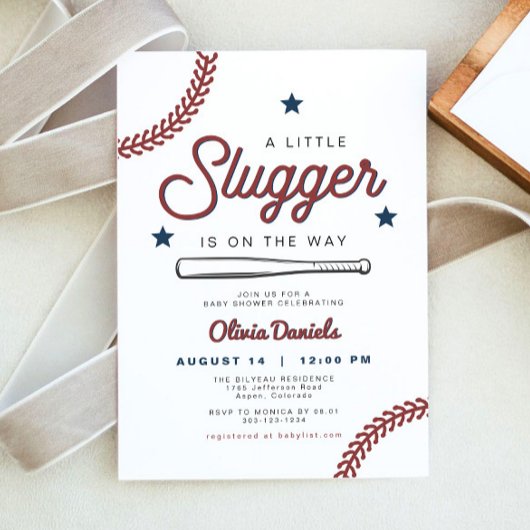 BARRY Little Slugger Baseball Baby shower Kaart