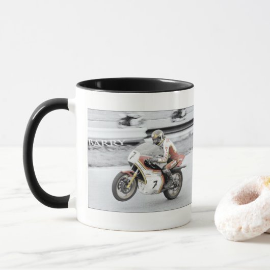 Barry Sheene 2, de handgetinte versie Mok (Met donut)