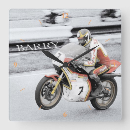 Barry Sheene 2, de handgetinte versie Vierkante Klok (Voorkant)