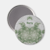 BARRY ~ Wit en Groen ~ Prachtige ontwerpmagneet Magneet (Voorkant / Achterkant)