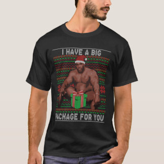 Barry zittend op een bed Groot pak lelijke kerst T-shirt