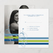 Bars floraux bleus et verts Mariage RSVP (Devant / Derrière)