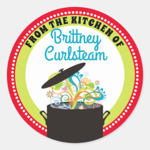 Barstende aroma's gepersonaliseerd uit de keuken v ronde sticker