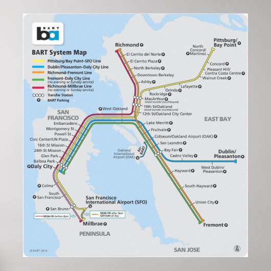 Bart Train Map Poster (Voorkant)