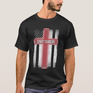 Bartender Amerikaanse vlag Kerstcadeau voor Ba T-shirt