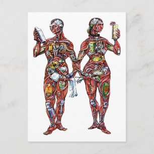 Bartender Anatomy (mannelijk en vrouw) Briefkaart