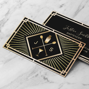 Bartender Bar Club Modern Gold Art Deco Visitekaartje