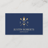 Bartender Bar Club Modern Navy Blue & Gold Visitekaartje (Voorkant)