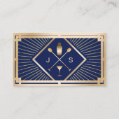 Bartender Bar Club Moderne Marine Blauw Goud Art D Visitekaartje (Voorkant)