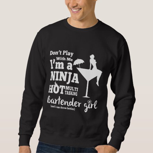 Bartender Bartender Meisje Zwart Bijgesneden Top M (Voorkant)