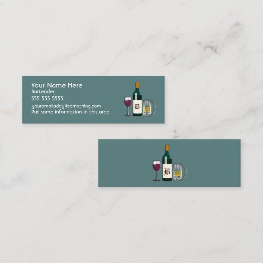 Bartender Blue Mini Visitekaartje (Voorkant / Achterkant)