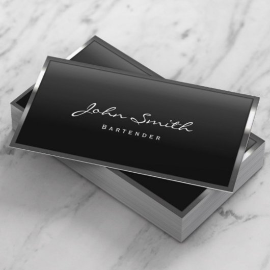 Bartender Cool Metal Border Modern Visitekaartje