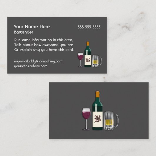 Bartender Dark Visitekaartje (Voorkant / Achterkant)