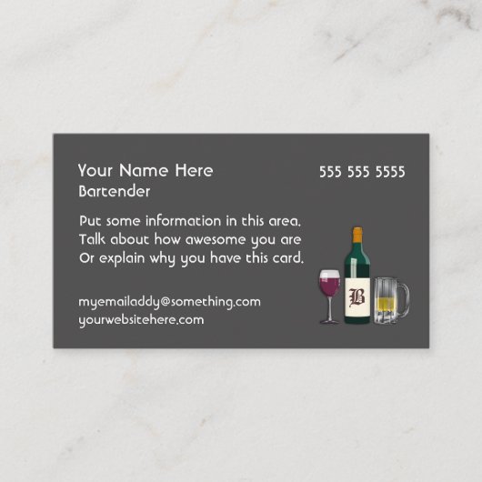Bartender Dark Visitekaartje (Voorkant)