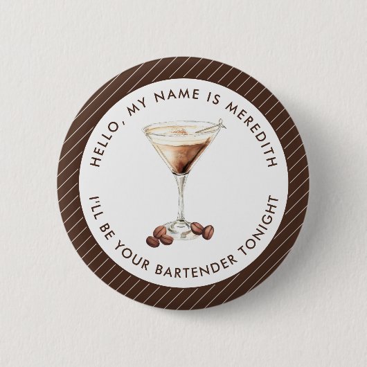 Bartender Espresso Martini Cocktail Event Ronde Button 5,7 Cm (Voorkant)
