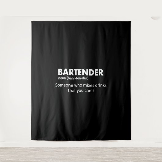 Bartender Funny Bartender Definition Beer Vodka Wh Wandkleed (Voorkant)