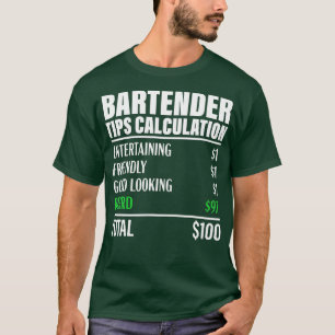 Bartender Funny Beard ips Berekening Bartending T-shirt