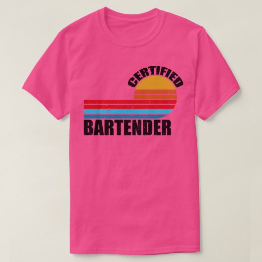 Bartender Gecertificeerd  Retro Functie T-shirt (Design voorkant)