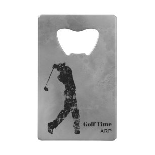 *~* Bartender Gray Marble Textured Golfer Gray Kredietkaart Flessenopener