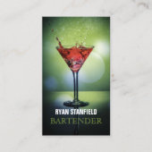 Bartender Green Bokeh Visitekaartje (Voorkant)