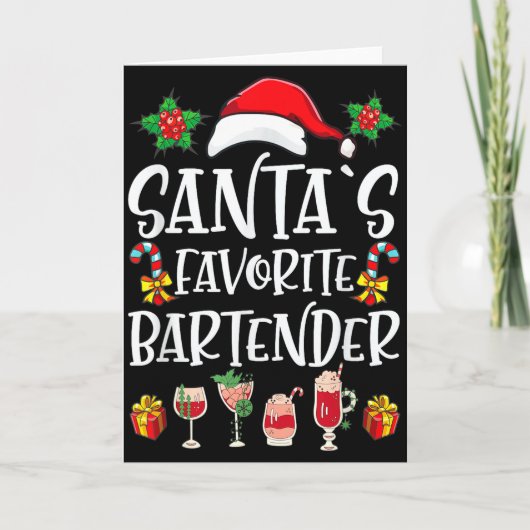 Bartender Kerstcadeau Kerstman's Favoriete Bartend Kaart (Voorkant)