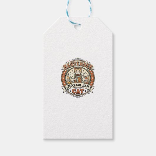 Bartender Mocktail-Veilige Kat Bartender Mocktail- Cadeaulabel (Voorkant)