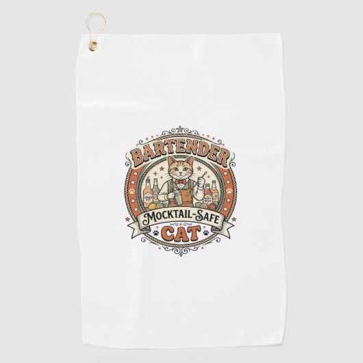Bartender Mocktail-Veilige Kat Bartender Mocktail- Golfhanddoek (Voorkant)