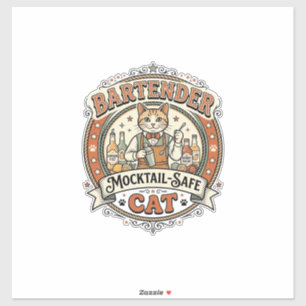 Bartender Mocktail-Veilige Kat Bartender Mocktail- Sticker