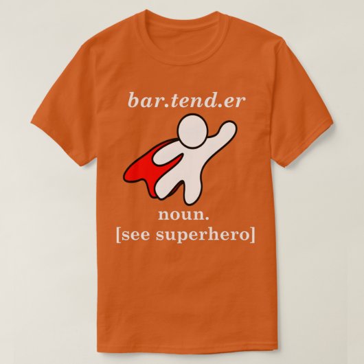BARTENDER NOUN SEE SUPERHERO T-SHIRT (Design voorkant)