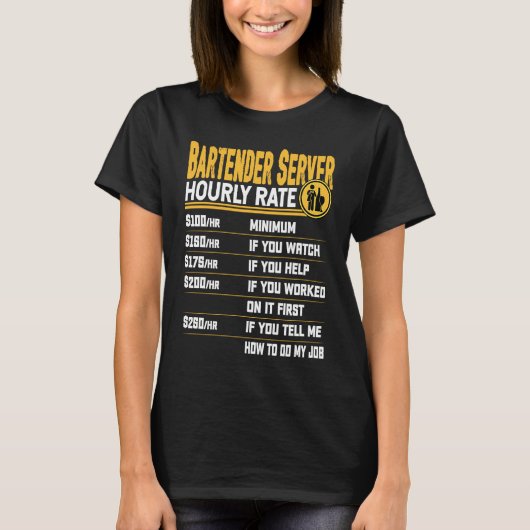 Bartender Ober Uurloon Bartender Ober T-shirt (Voorkant)