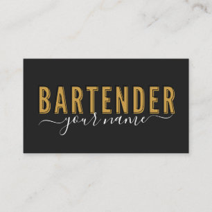 Bartender  Retro Typografie Handtekening Naam Visitekaartje