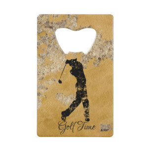 * Bartender Rough Gold en Tan getextureerde golfer Kredietkaart Flessenopener