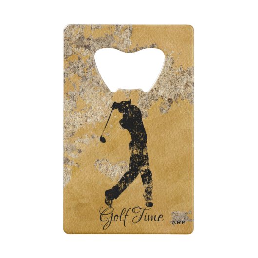 * Bartender Rough Gold en Tan getextureerde golfer Kredietkaart Flessenopener (Achterkant)
