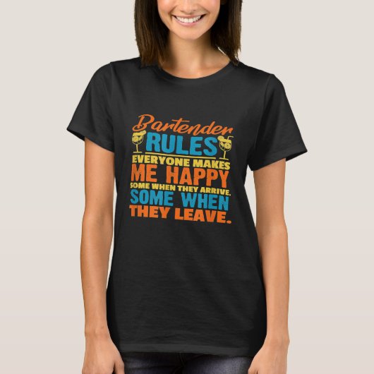 Bartender Rules Funny Bartending Bar T-shirt (Voorkant)