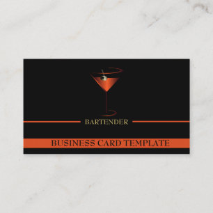Bartender Sjabloon Red Martini Logo Bartender Visitekaartje
