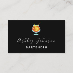 Bartender Sommelier Tropical Cocktail  Black Visitekaartje
